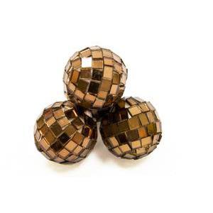 Lot de 4 boules à facettes - Plastique - Diamètre 3,5 cm - Marron