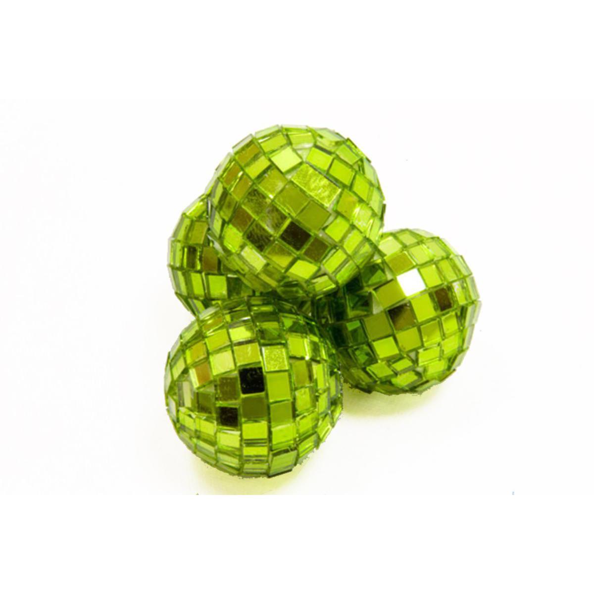 Lot de 4 boules à facettes - Plastique - Diamètre 3,5 cm - Vert menthe