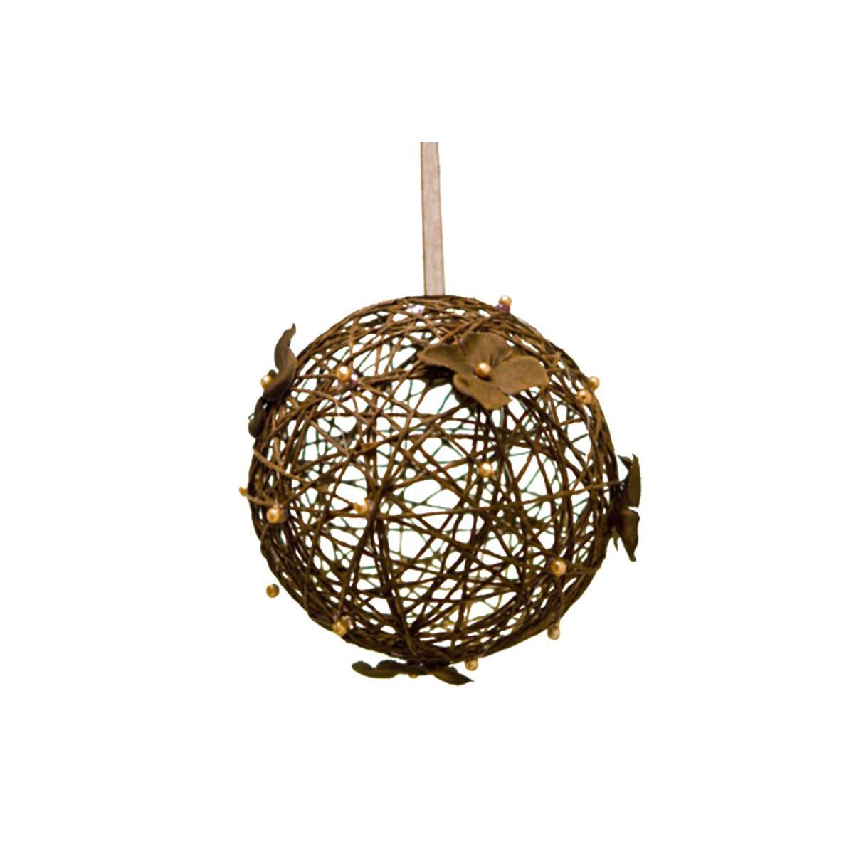 Boule de décoration naturelle à suspendre - Osier - Diamètre 12 cm - Marron