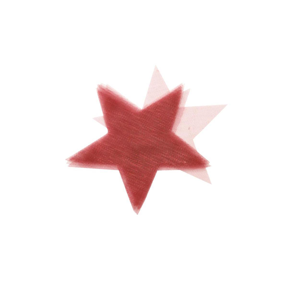 Lot de 50 étoiles en organza - Diamètre 5 cm - Rouge bordeaux