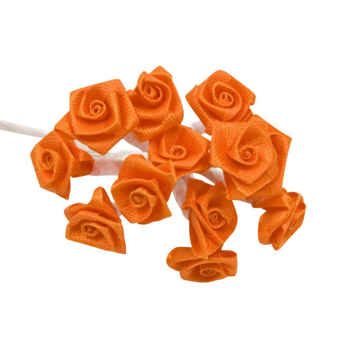 72 mini roses décoratives - Polyester - ø 1,5 cm - Orange