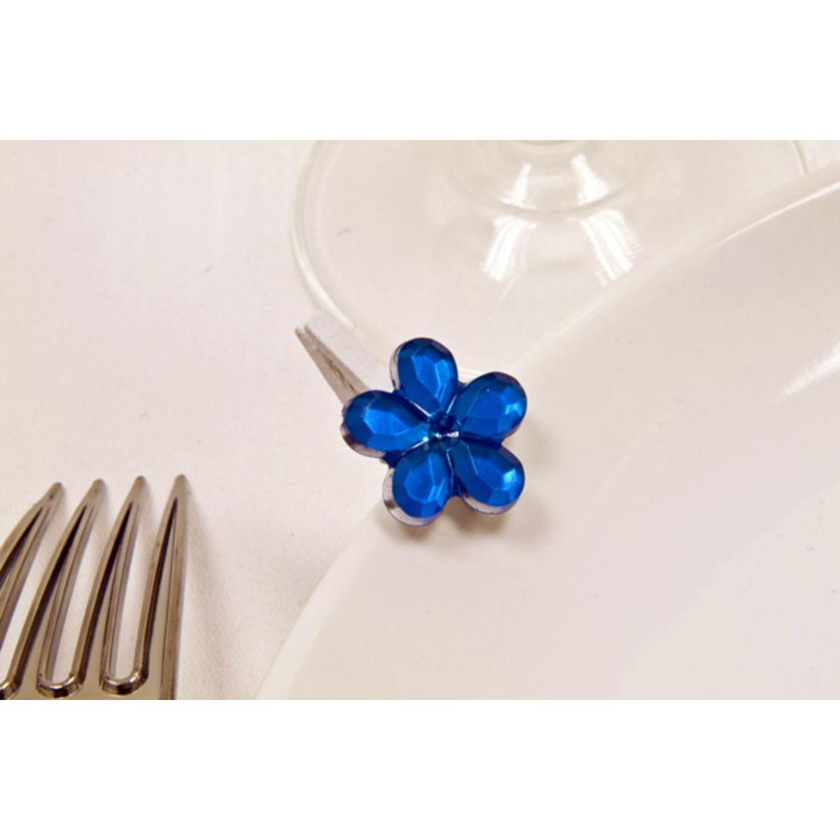 10 pinces décoratives avec fleur - Bois et plastique - 2 x 3 cm - Bleu turquoise