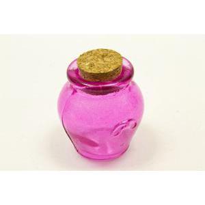 Lot de 4 petits pots ronds en verre - 5,5 x 4,5 cm - Rose fushia