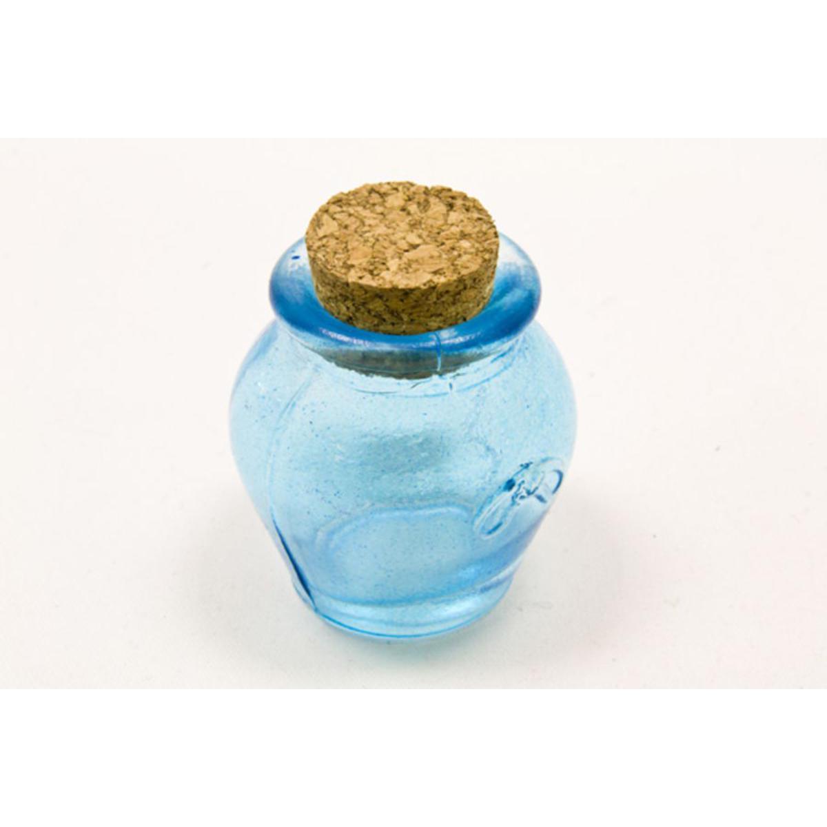 Lot de 4 petits pots ronds en verre - 5,5 x 4,5 cm - Bleu turquoise