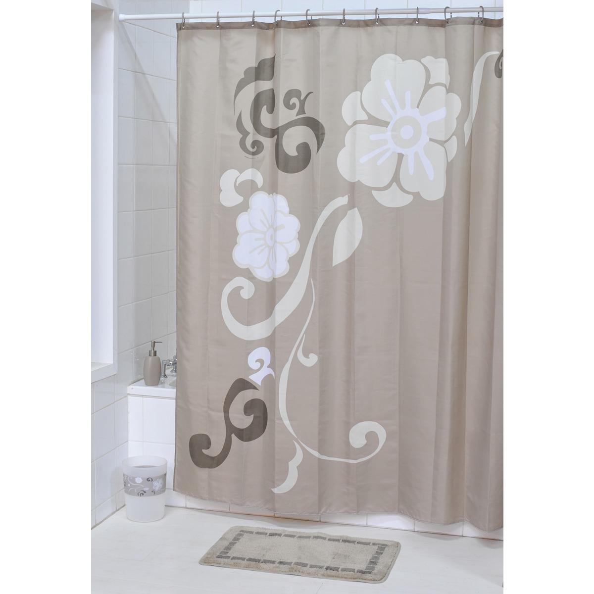 Rideau de douche 100% polyester collection Chic - 180 x 200 cm - Marron taupe