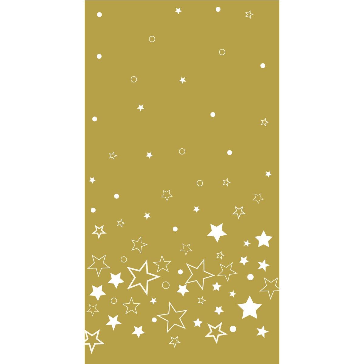 Nappe en rouleau motif étoiles - 1,18 x 6 m - Blanc, Jaune or