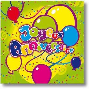 Lot de 20 serviettes Joyeux anniversaire en ouate de cellulose - 33 x 33 cm - Multicolore