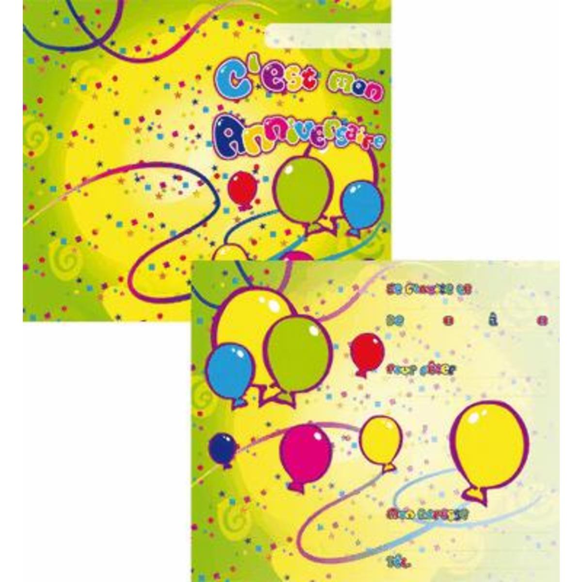 Lot de 8 cartes Joyeux anniversaire en carton - 11 x 19,5 cm -Multicolore