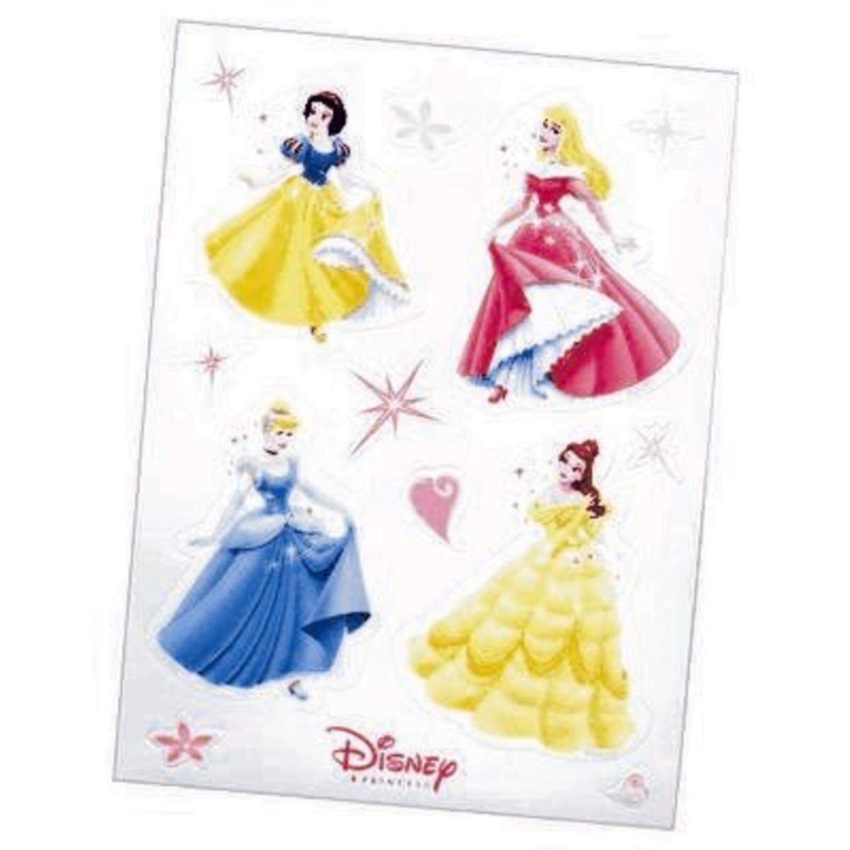 Lot de 6 stickers princesse en carton - 8 planches de 4 stickers -Multicolore