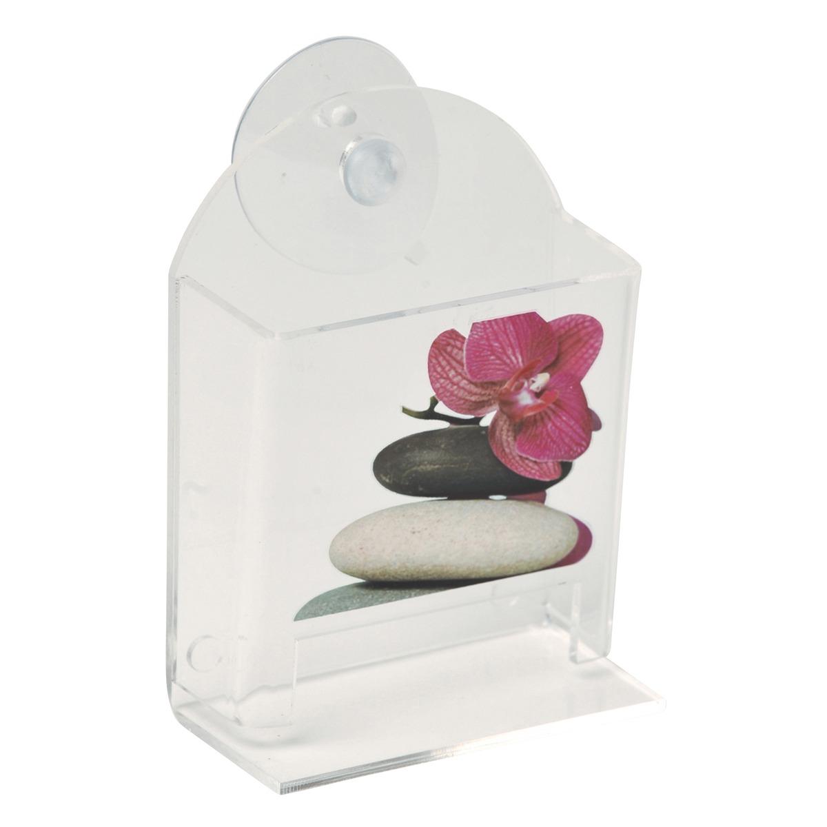 Distributeur de coton-tige collection Spa - 13 x 9,5 x 5 cm - Blanc, gris, rose