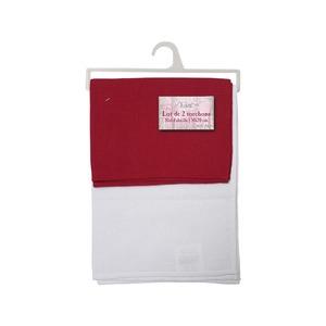 Lot de 2 torchons de cuisine - 50 x 70 cm - Rouge et blanc