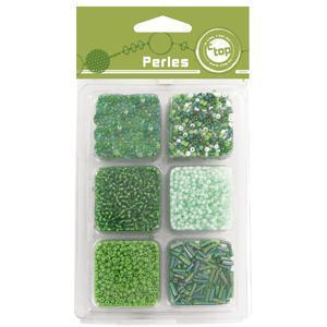 Assortiment perles de rocailles - Plastique - 9 x 2 x 15,5 cm - Vert
