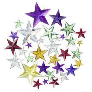 Lot de 204 strass étoiles - Acrylique - 13 x 10 x 3 cm - Multicolore