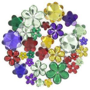 Lot de 204 strass fleurs - Acrylique - 13 x 10 x 3 cm - Multicolore