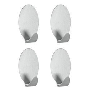 Lot de 4 crochets - Acier inoxydable - 16 x 9,5 x 2,2 cm - Blanc