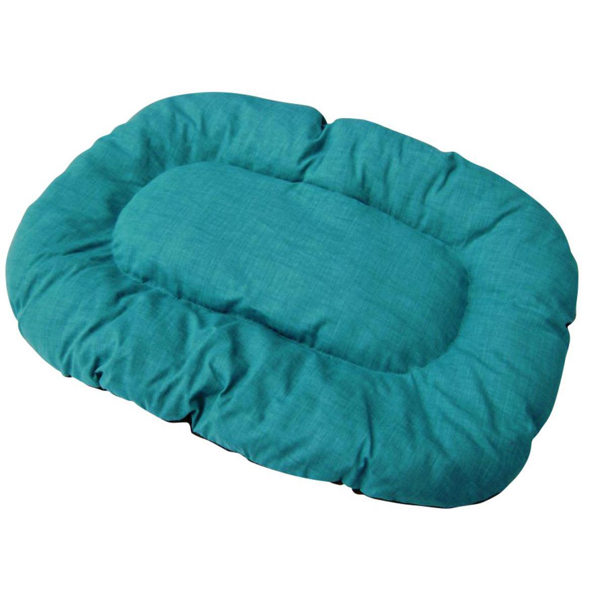 Coussin Elisa - Tissu - 67 x 48 x H 6 cm - Bleu et Marron