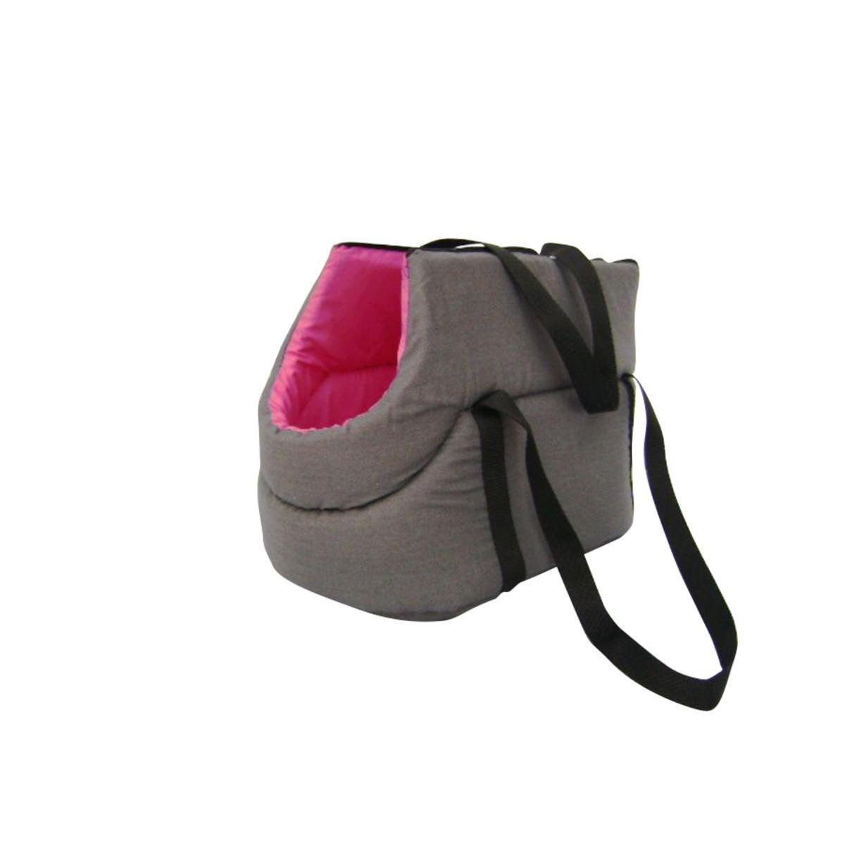 Sac de transport Julia - Tissu - 40 x 25 x H 30 cm - Gris et rose