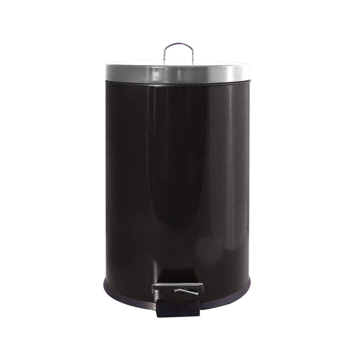 Poubelle 20 l en acier inoxydable - 29,5 x 45 cm - Noir