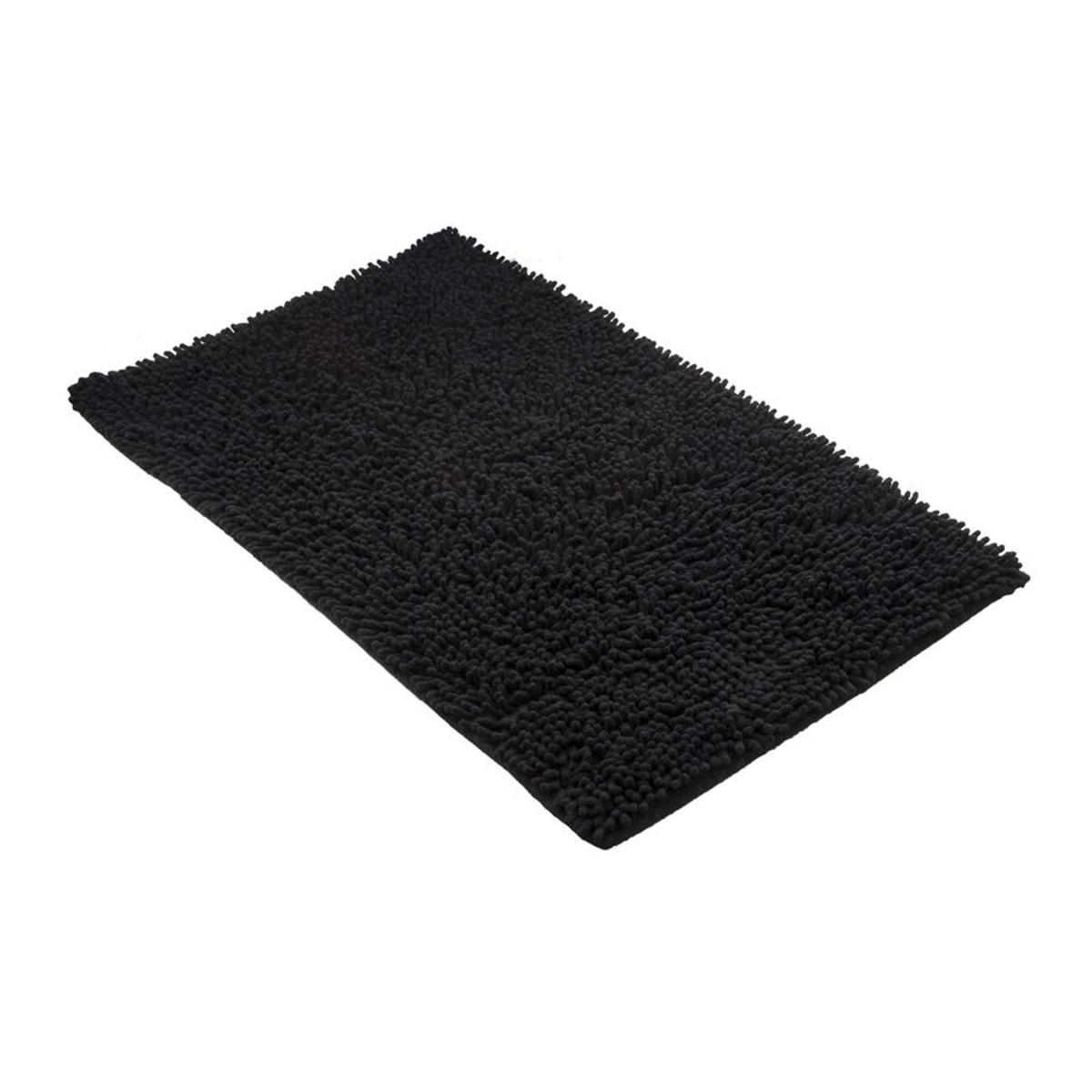 Tapis de bain chenille en coton - 50 x 80 cm - Noir