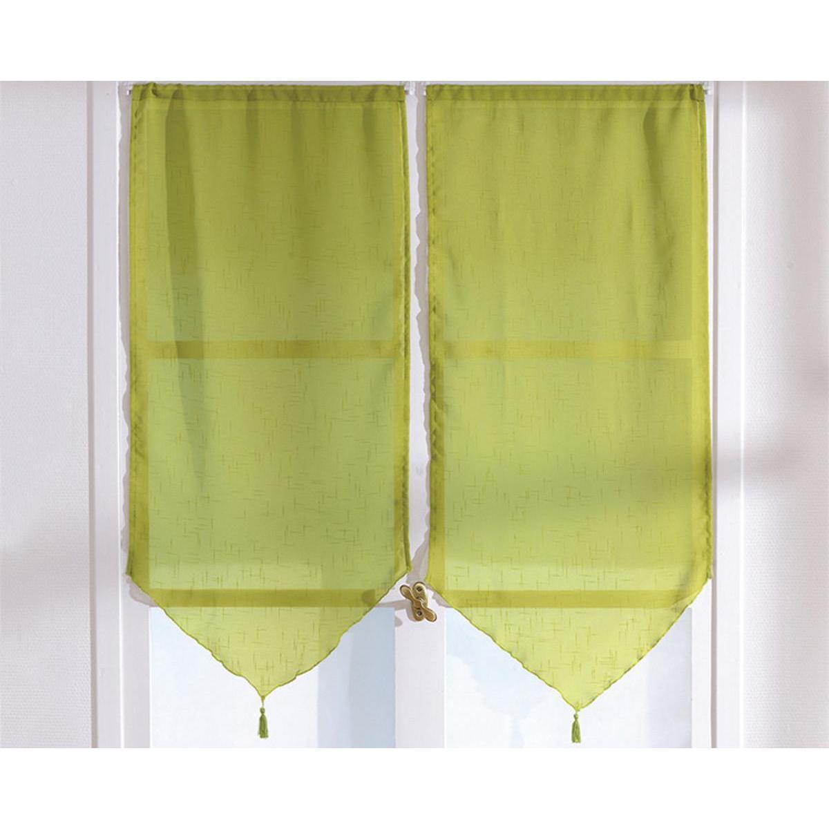 Paire de vitrages - 100% polyester - 60 x 90 cm - Vert