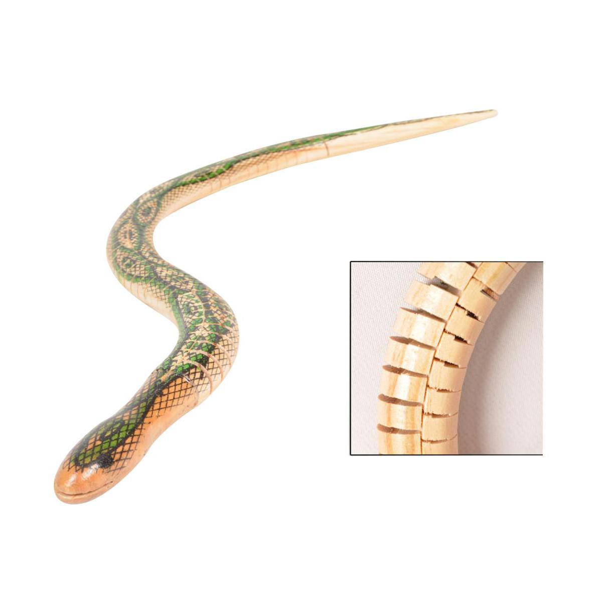 Serpent articulé en bois - 49 cm - Marron