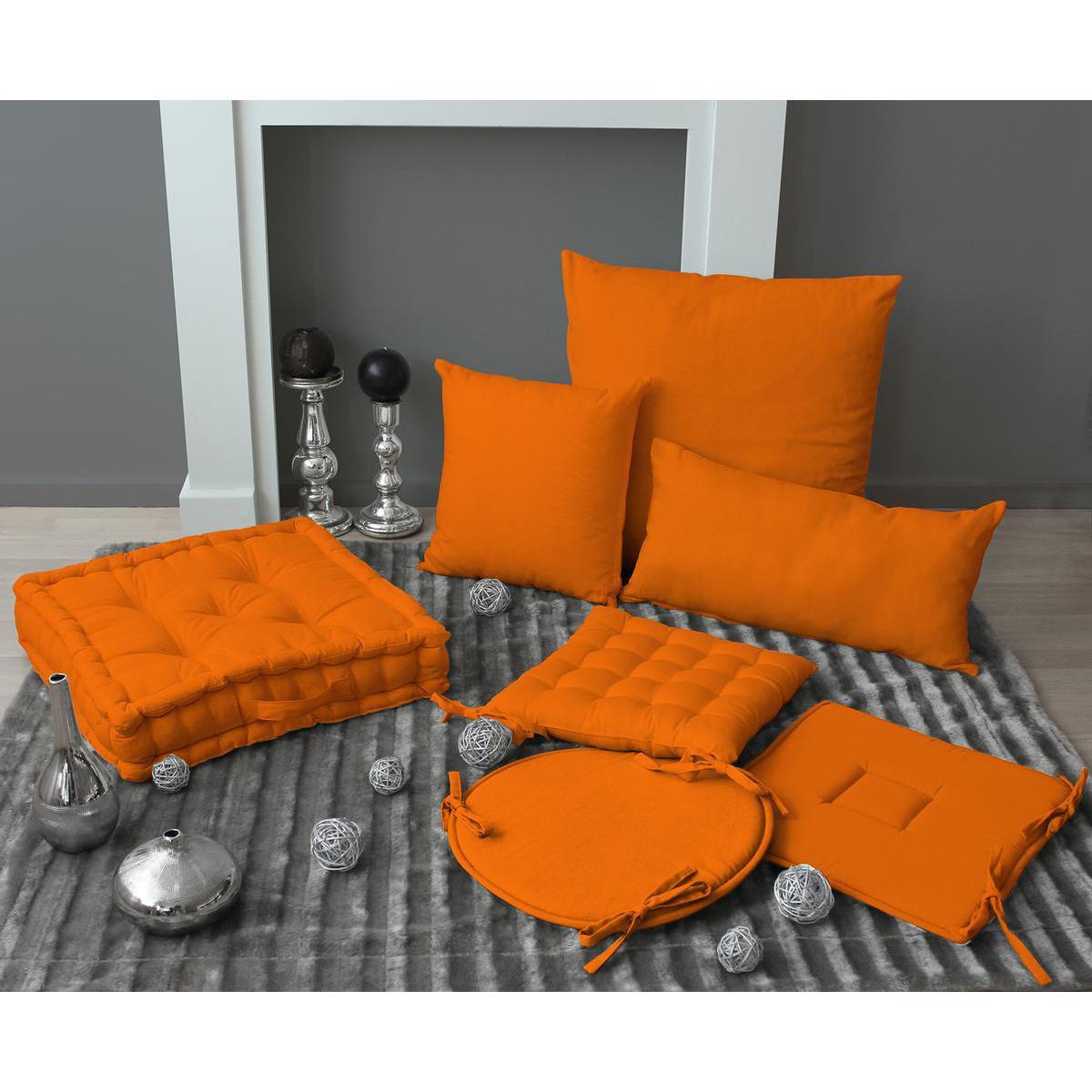 Galette de chaise - 100% polyester - 40 x 40 cm - Orange