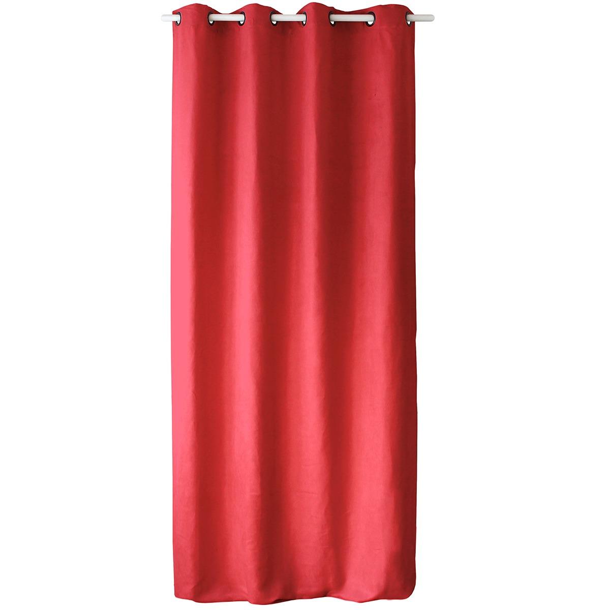 Rideau à œillets en suédine - 140 x 250 cm - Rouge