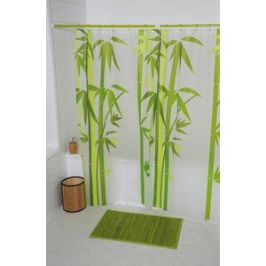 Rideau de douche PVC collection Ecobio - 180 x 180 cm - Blanc, vert