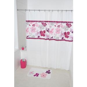 Rideau de douche PVC collection Hawaï - 180 x 180 cm - Rose, blanc
