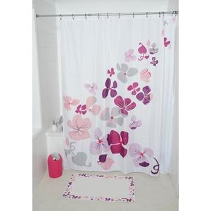 Rideau de douche collection HAWAI - 180 x 200 cm - Fleurs roses