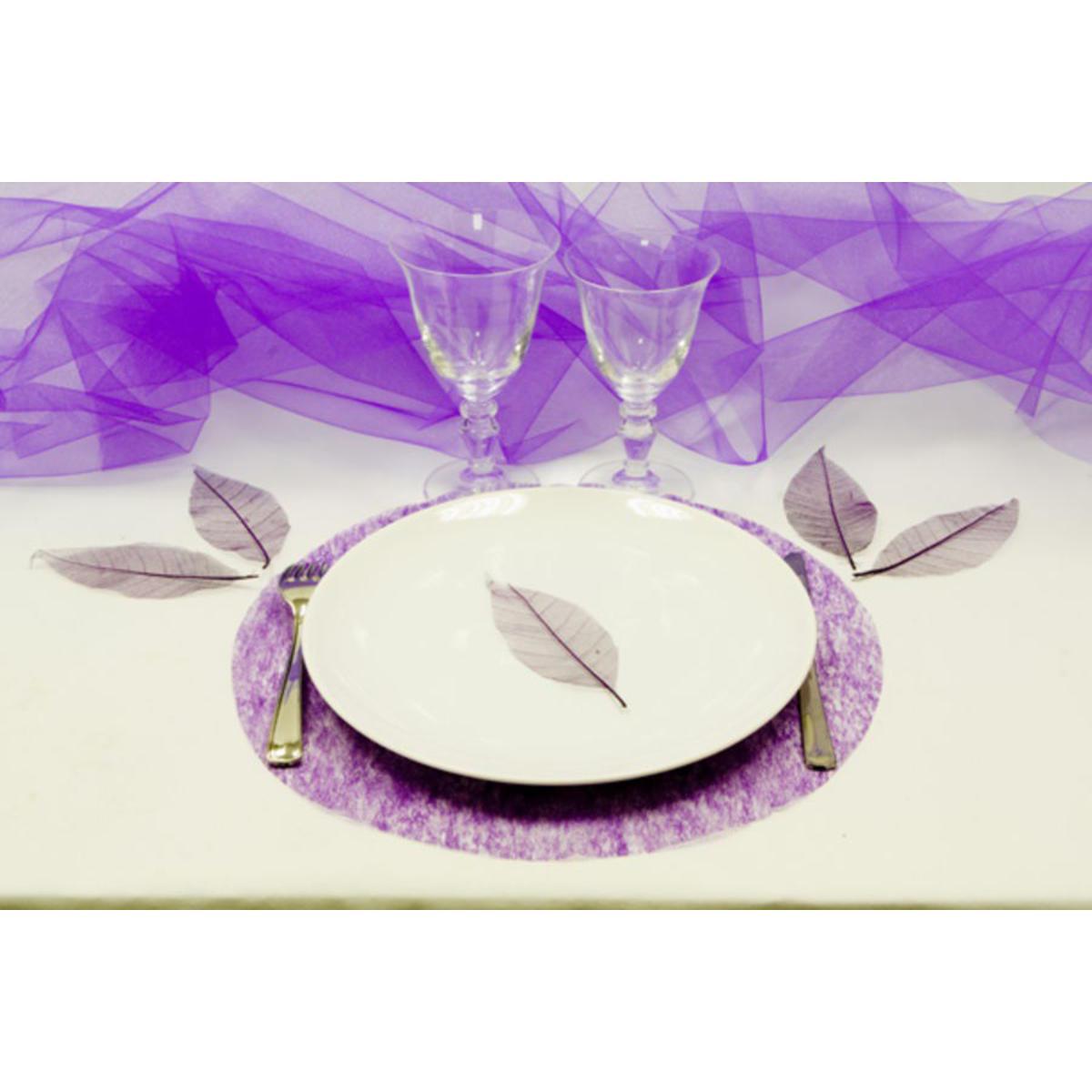 4 sets de table ronds - Tissu - ø 35 cm - Violet prune