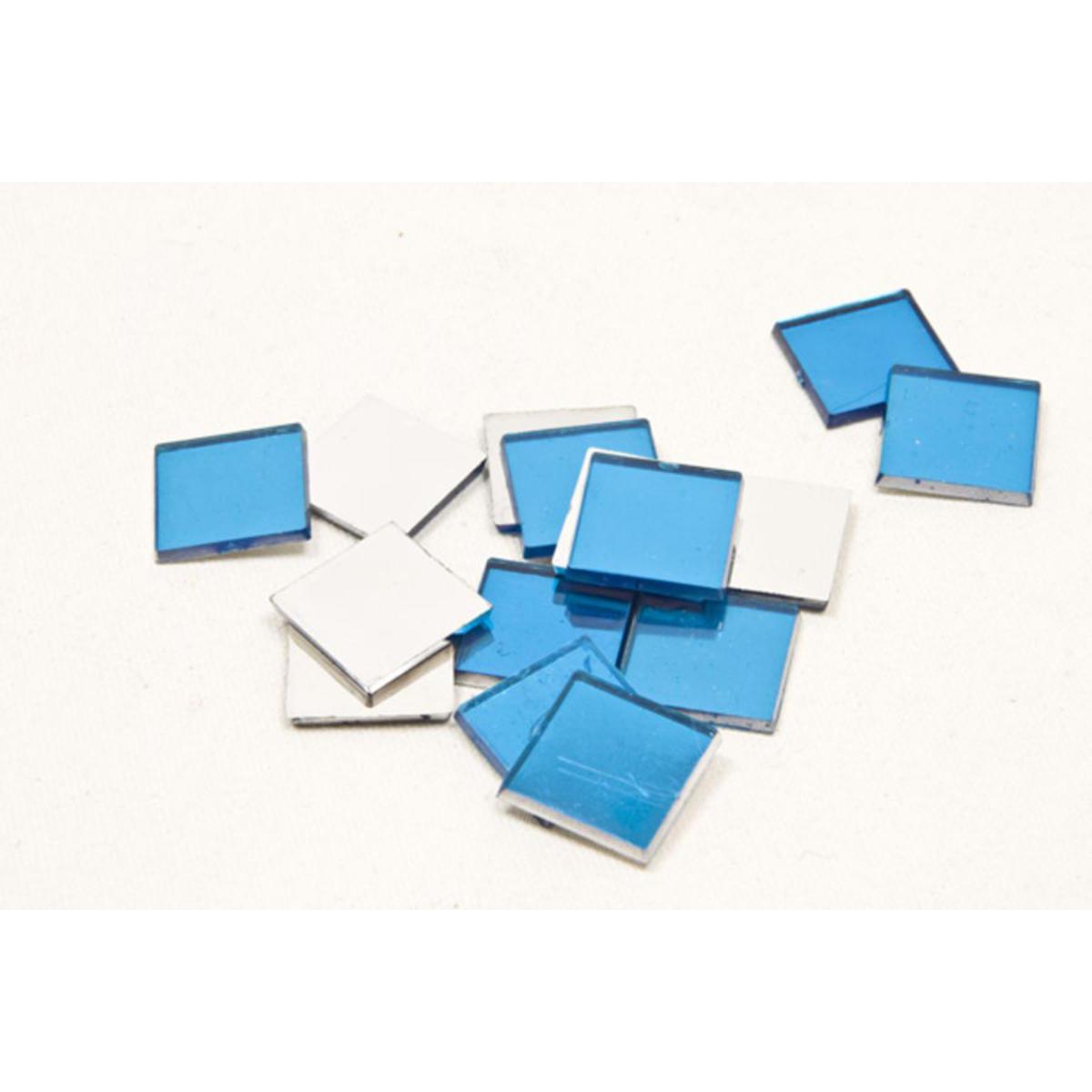 Lot de 20 carrés miroir décoratifs - 1,5 x 1,5 cm - Bleu turquoise