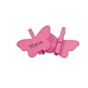 marque place papillon sur pince de couleur x 6 fuschia