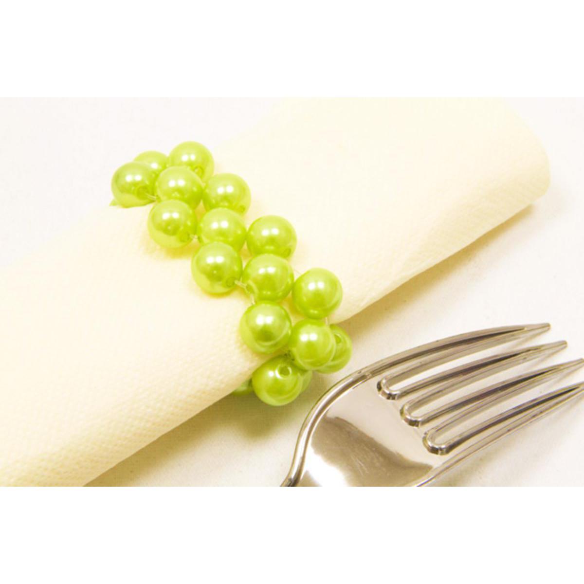 Lot de 2 ronds de serviette en perles - Plastique - 6,5 x 2,5 cm - Vert menthe