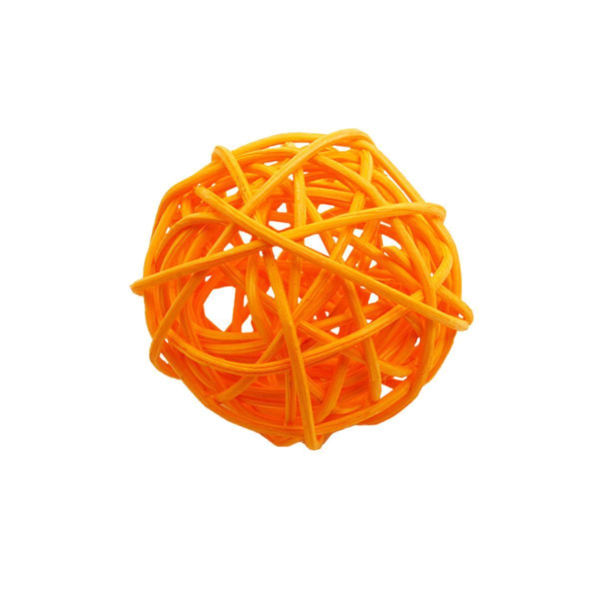 6 boules décoratives - Rotin - ø 3,5 cm - Orange