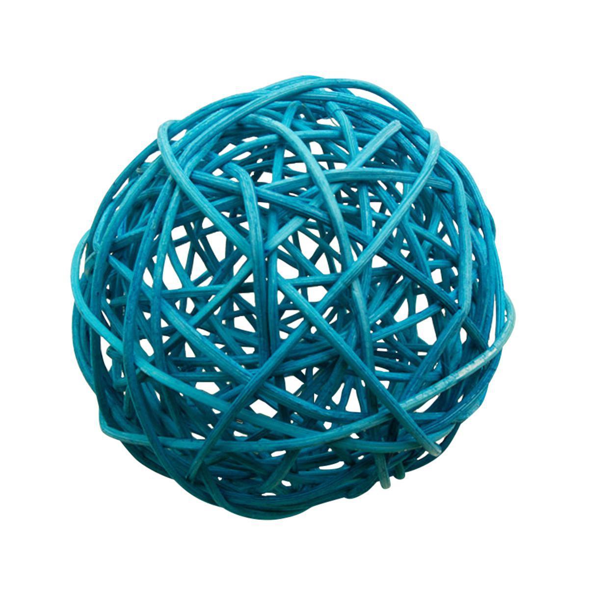 Boule décorative - Rotin - ø 10 cm - Bleu turquoise