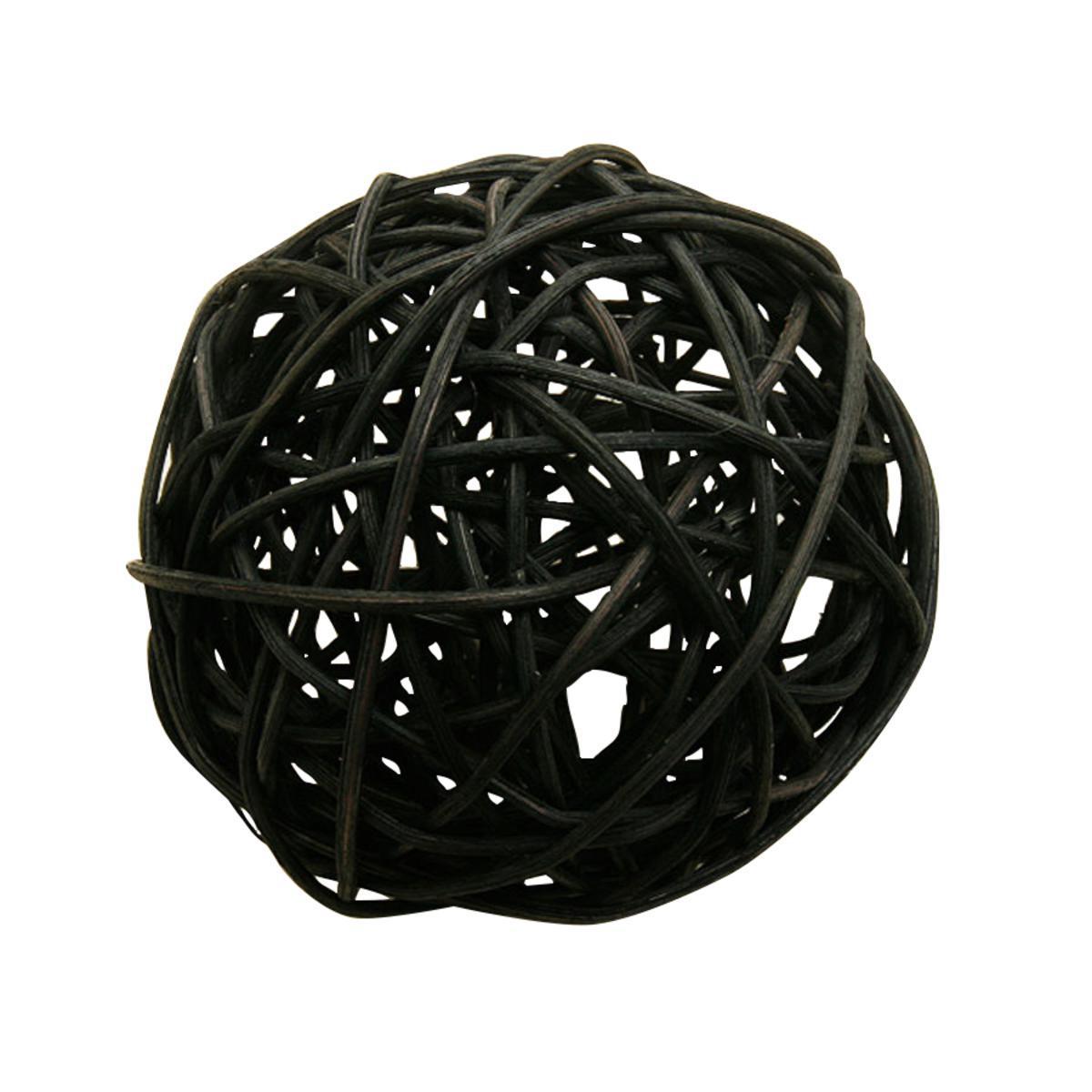 Boule décorative - Rotin - ø 10 cm - Noir