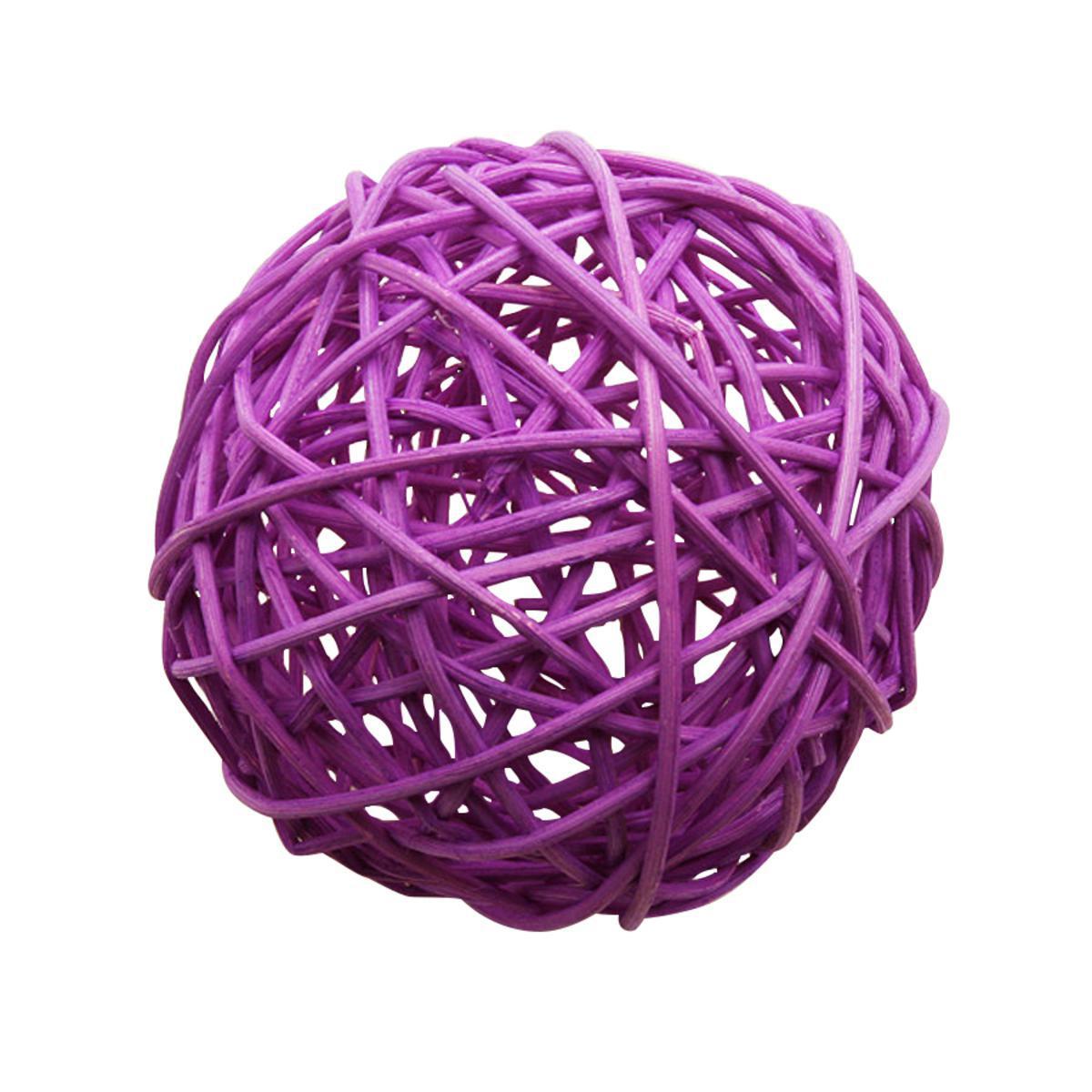 Boule décorative - Rotin - ø 10 cm - Violet prune