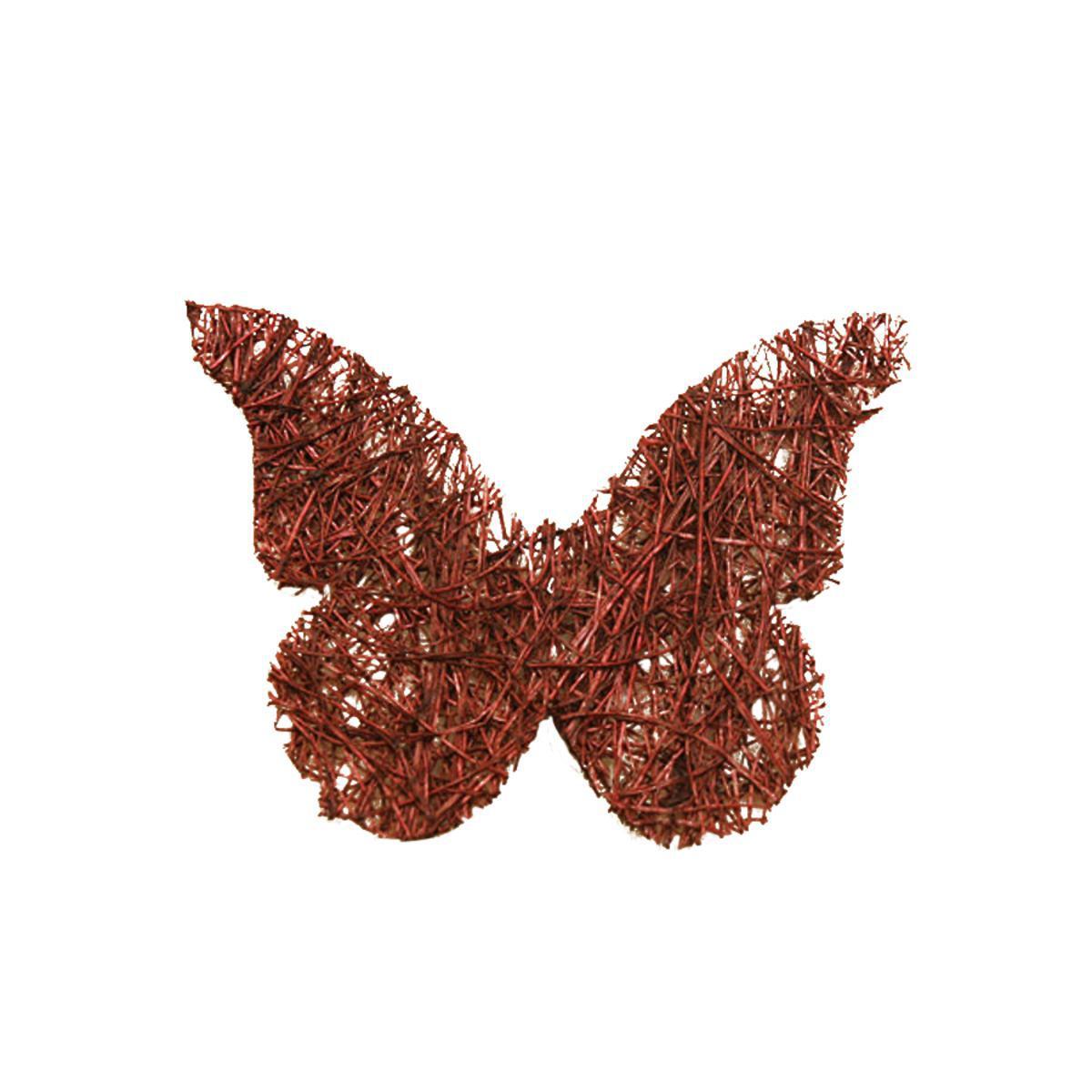 Lot de 24 papillons décoratifs en abaca - 4 x 4 cm - Rouge bordeaux