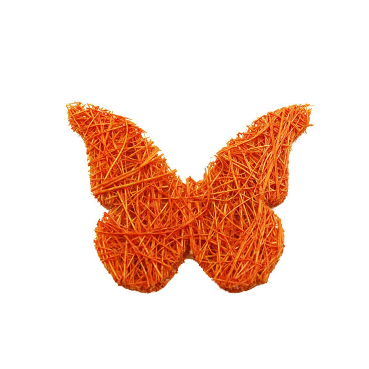 Lot de 24 papillons décoratifs en abaca - 4 x 4 cm - Orange