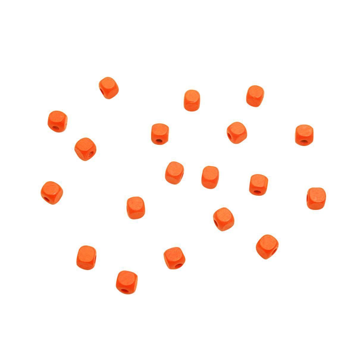 48 petits cubes en bois - 8 mm - Orange