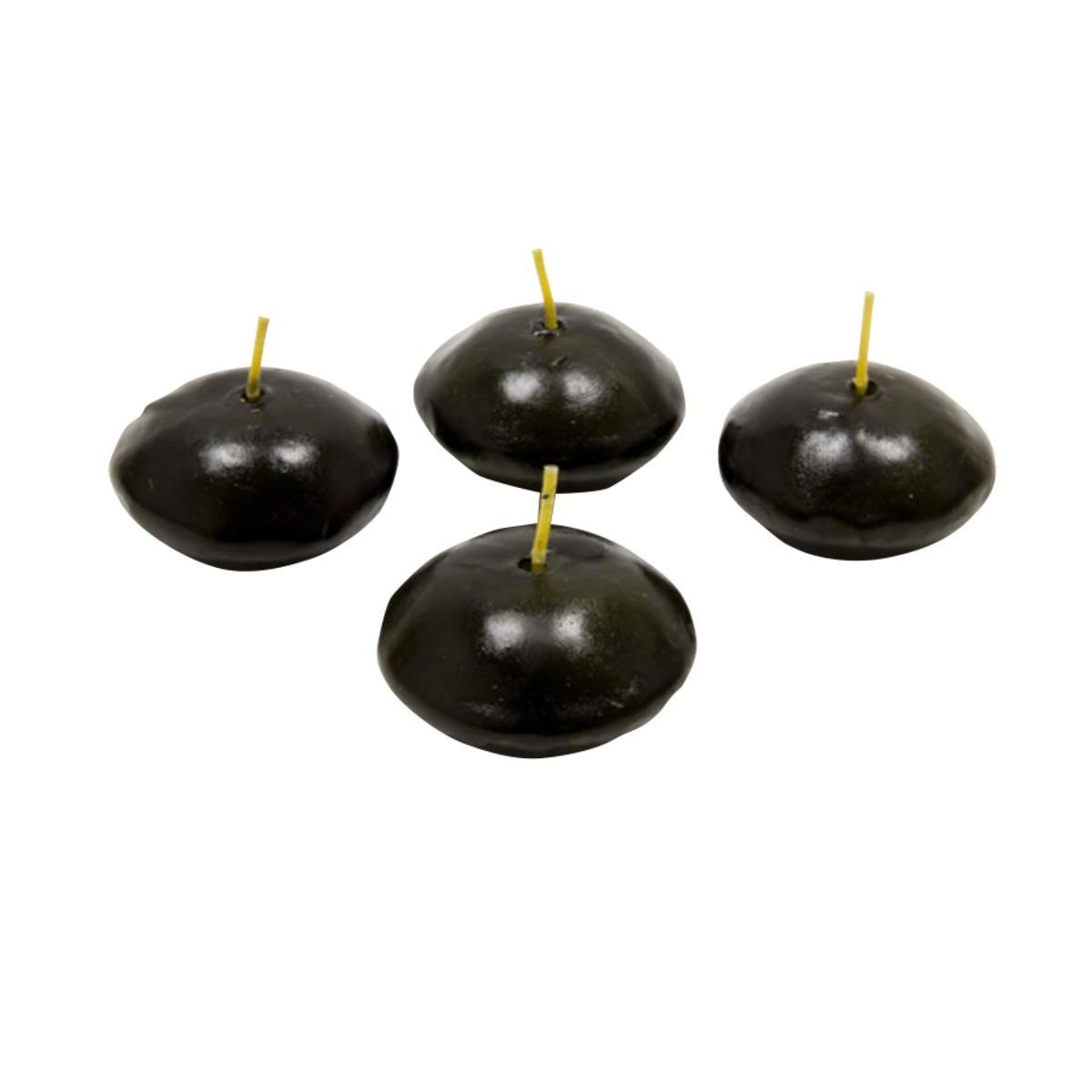 4 bougies flottantes - Paraffine - ø 4,5 cm - Noir
