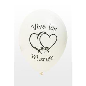 ballons imprimes vives les maries x8 30cm blanc