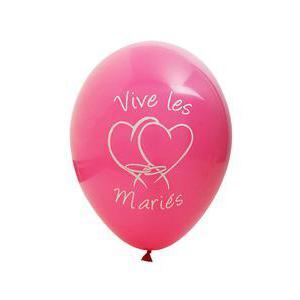 ballons imprimes vives les maries x8 30cm fuschia