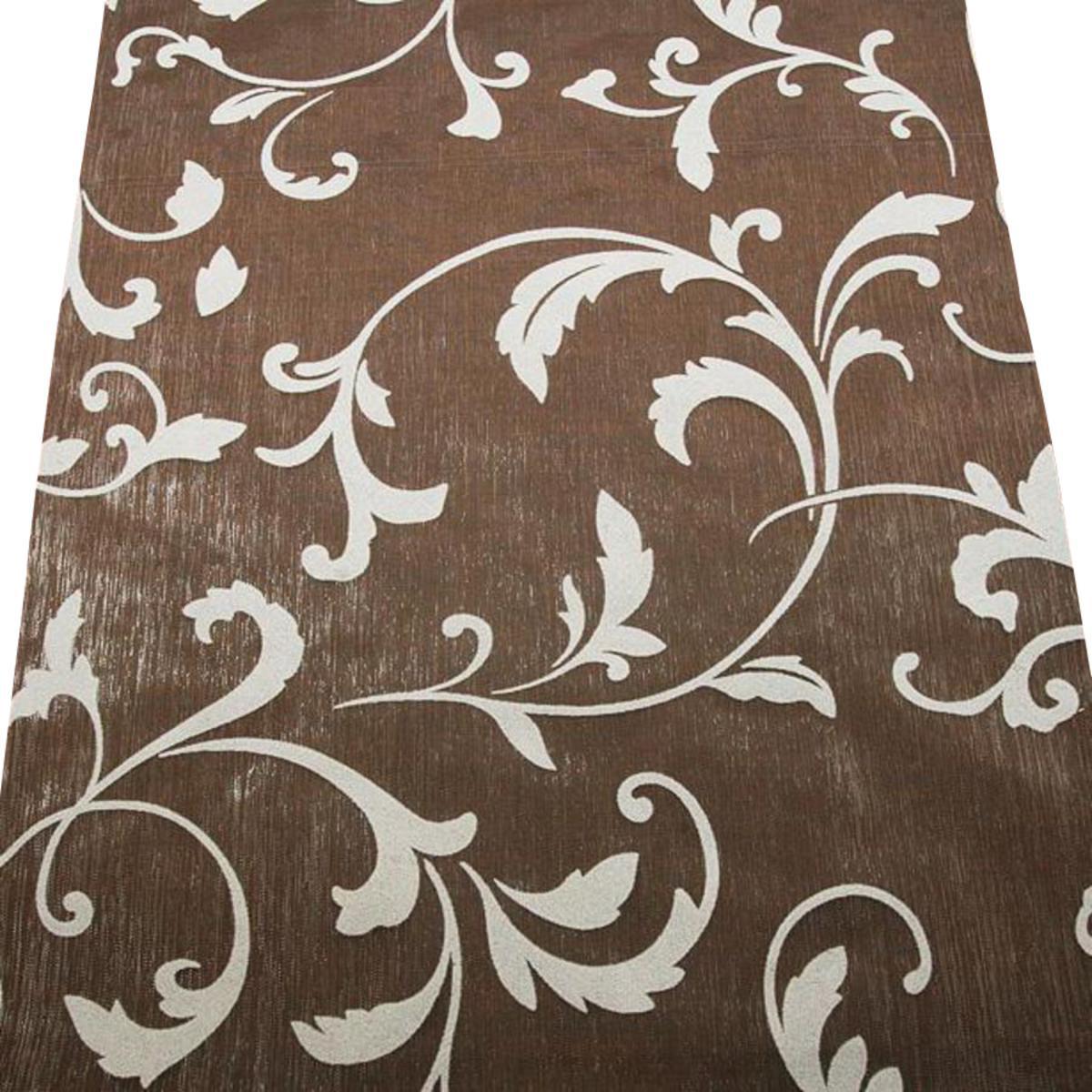 Chemin de table en organza à motifs arabesque - 28 cm x 5 m - Blanc