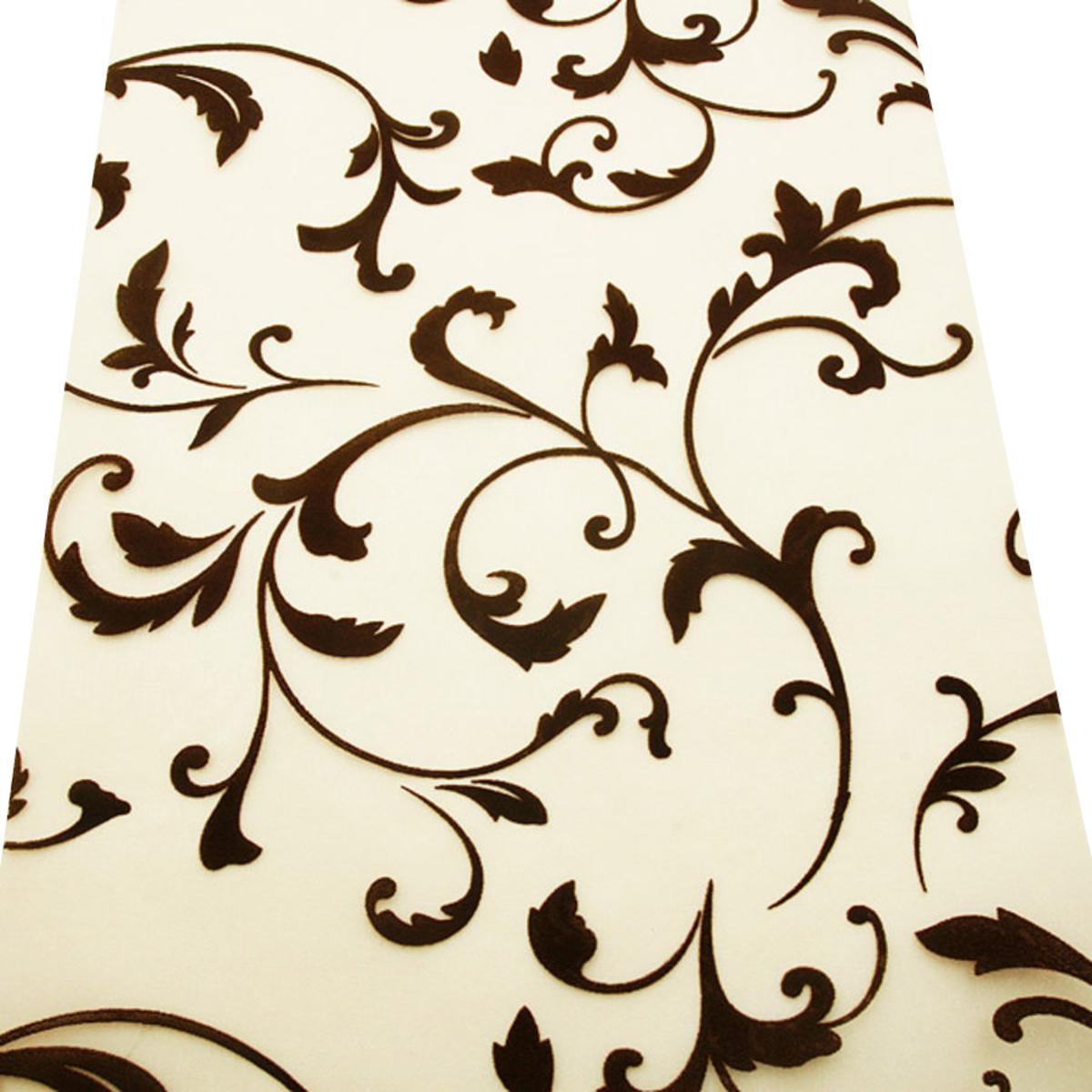 Chemin de table en organza à motifs arabesque - 28 cm x 5 m - Marron
