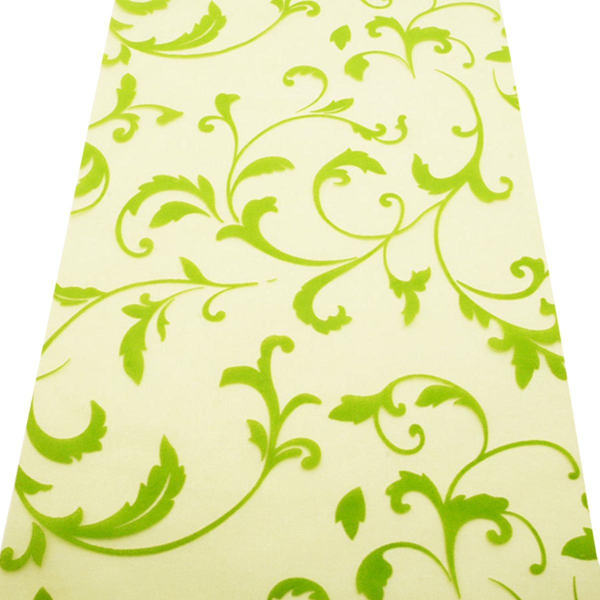Chemin de table en organza à motifs arabesque - 28 cm x 5 m - Vert menthe