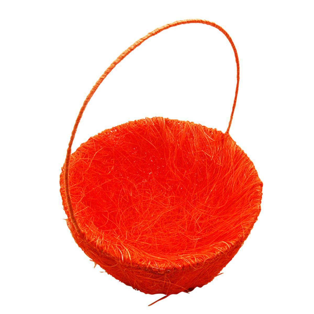 Panier pour pétales avec anse - Sisal tressé - ø 15 x 20 cm - Orange