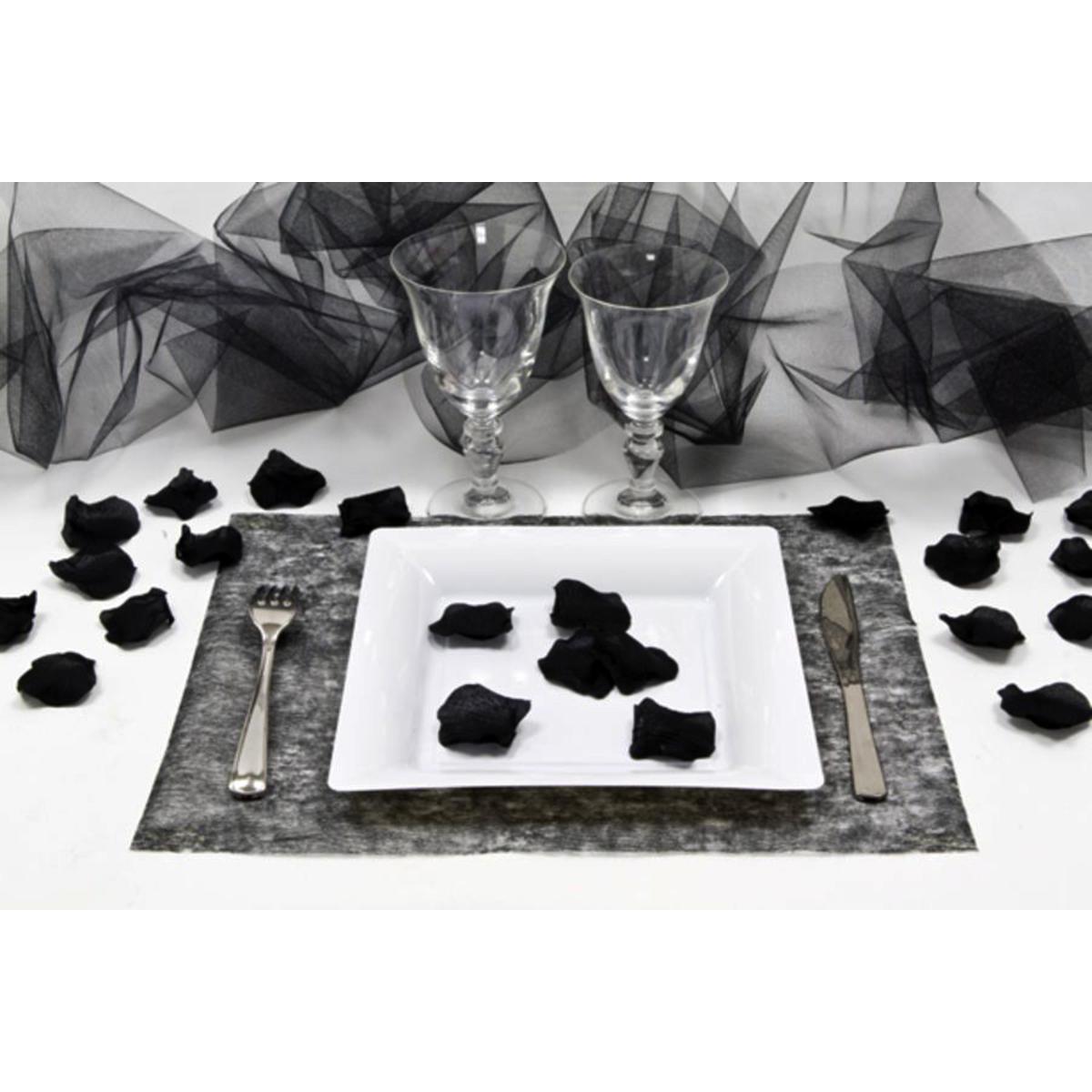 Lot de 4 sets de table intissés rectangulaires - Tissu - 30 x 40 cm - Noir