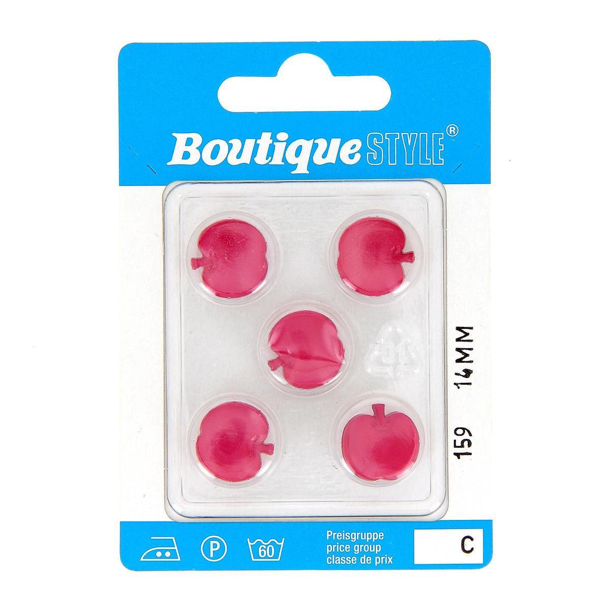 5 boutons - Plastique - Ø 14 mm - Rose